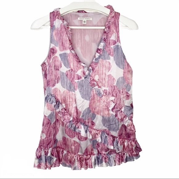 BANANA REPUBLIC 100% Silk Sleeveless Top Ruffles S - Picture 11 of 12